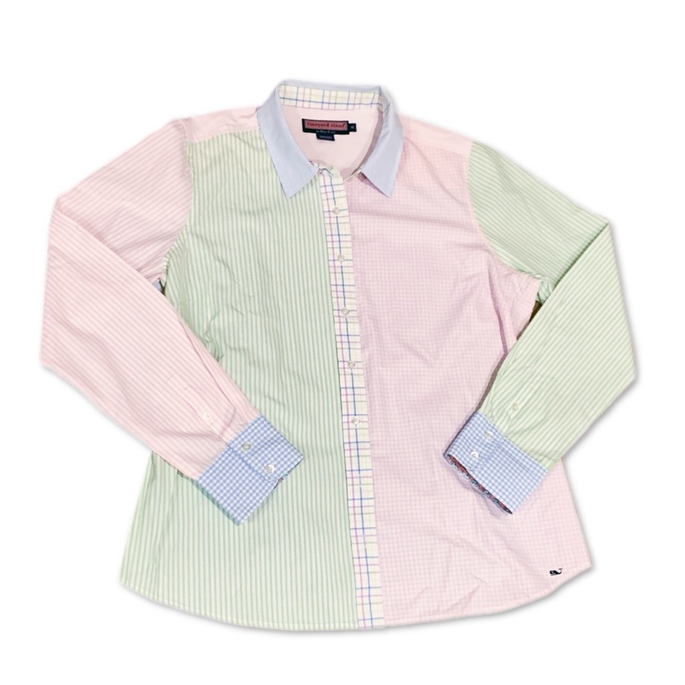 Pastel mixed print button down boys size 16